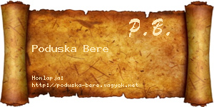 Poduska Bere névjegykártya